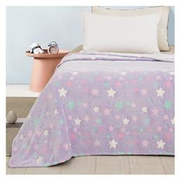 Adam Home Κουβέρτα Fleece Stars 160x220cm Φωσφορίζουσα Λιλά