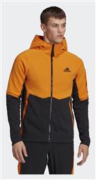 Adidas Designed For Gameday Ανδρική Ζακέτα με Φερμουάρ και Κουκούλα Bright Orange