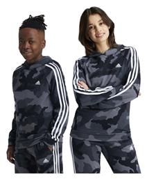 adidas Fleece Παιδικό Φούτερ με Κουκούλα και Τσέπες Ανθρακί Print