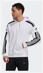 Adidas Squadra 21 Ανδρικό Φούτερ με Κουκούλα και Τσέπες Fleece Λευκό