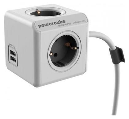 Allocacoc Extended PowerCube 4 Θέσεων με 2 USB και Καλώδιο 1.5m Γκρι από το Designdrops