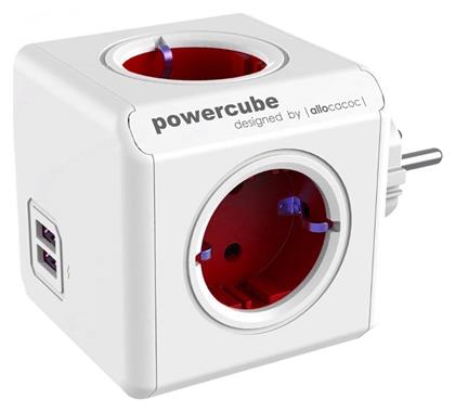 Allocacoc Original PowerCube 4 Θέσεων με 2 USB Χωρίς Καλώδιο Κόκκινο από το e-shop