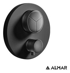 Almar Thermo Core Push Μίκτης Μπαταρίας Εντοιχισμού Ντουζιέρας 3 Εξόδων Μαύρος από το Polihome