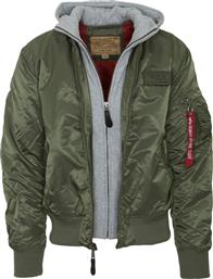 Alpha Industries MA-1 D-Tec Ανδρικό Μπουφάν Bomber για Χειμώνα Χακί