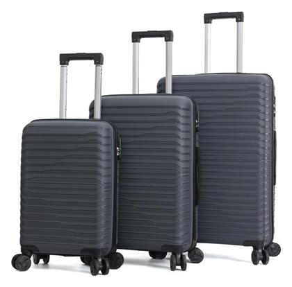 Amber Βαλίτσες Σκληρές Ανθρακί Σετ 3τμχ