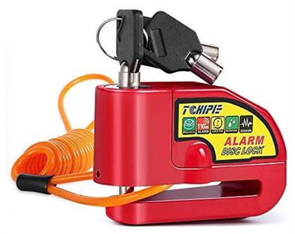 Andowl Κλειδαριά Δισκόφρενου Μοτοσυκλέτας με Συναγερμό Κόκκινο Χρώμα