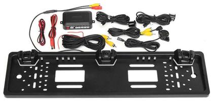 Andowl Σύστημα Παρκαρίσματος Αυτοκινήτου Πλαίσιο Πινακίδας με Κάμερα / Buzzer και 2 Αισθητήρες σε Μαύρο Χρώμα