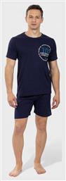 Ανδρική Πιτζάμα Nina Club 100% Βαμβάκι Κυκλικό Logo “lounge 102” Μπλέ Ncm740-25-1-μπλε
