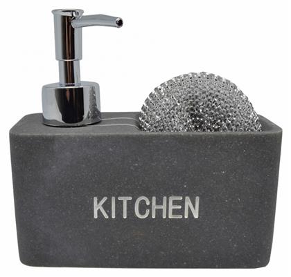 Ankor Dispenser Κουζίνας Πλαστικό με Θήκη για Σφουγγάρι Γκρι