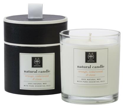 Apivita Αρωματικό Κερί Σόγιας Natural σε Βάζο με Άρωμα Πορτοκάλι, Κέδρος & Γαρύφαλλο Λευκό 235gr