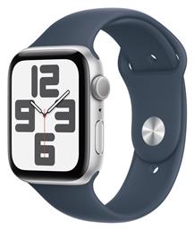 Apple Watch SE 2023 Aluminium 44mm Αδιάβροχο με Παλμογράφο (Silver with Storm Blue Sport Band)