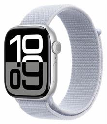 Apple Watch Series 10 46mm Silver με Blue Cloud Sport Loop