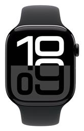 Apple Watch Series 10 Aluminium 46mm Αδιάβροχο με Παλμογράφο (Jet Black με Black Sport Band (S/M)) από το Public