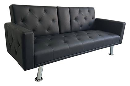 Arms Τριθέσιος Καναπές Κρεβάτι από Δερματίνη 188x88x79εκ. Black Pu