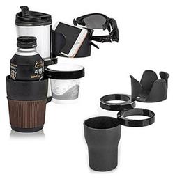 Autoline Ποτηροθήκη Αυτοκινήτου 5 in 1 Πολλαπλής Χρήσης 3 Θέσεων για Κονσόλα σε Μαύρο Χρώμα