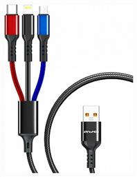 Awei CL-971 Braided USB to micro USB / Type-C / Lightning Cable 2.4A Μαύρο 1.2m (x24785) από το Panora