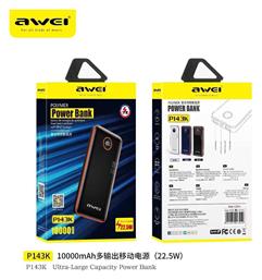 Awei P143K Power Bank 10000mAh 22.5W με 2 Θύρες USB-A Μαύρο από το Filinda