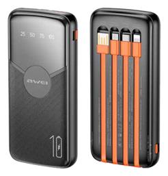 Awei P67K 4in1 Power Bank 10000mAh με Θύρα USB-A και Θύρα USB-C Μαύρο από το Filinda