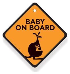 Baby Wise Σήμα Baby on Board με Βεντούζα Καγκουρό Πορτοκαλί