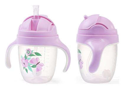 Babyono Παιδικό Ποτηράκι με Λαβές και Καλαμάκι από Σιλικόνη 240ml για 6m+