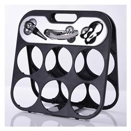 Bakaji Επιτραπέζια Μπουκαλοθήκη Πλαστική Μαύρη