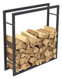 Bakaji Μεταλλικό Ράφι Αποθήκευσης Ξύλων 100x25x100cm Μαύρο