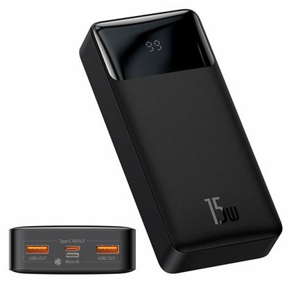 Baseus Bipow Power Bank 20000mAh 15W με 2 Θύρες USB-A και Θύρα USB-C Μαύρο