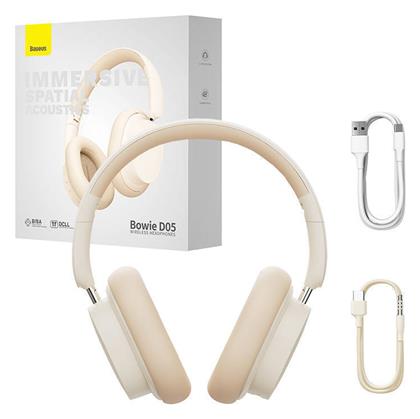 Baseus Bowie D05 Ασύρματα / Ενσύρματα Over Ear Ακουστικά με 70 ώρες Λειτουργίας Creamy White NGTD020202 από το e-shop