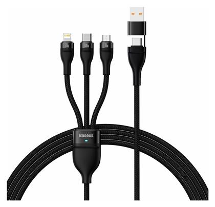 Baseus Flash Series II Braided USB to micro USB / Type-C / Lightning Cable Μαύρο 1.2m (CASS030101)