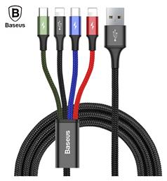 Baseus Rapid Series Braided USB to Lightning / Type-C / micro USB Cable 3.5A Πολύχρωμο 1.2m (CA1T4-A01)