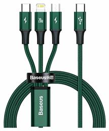 Baseus Rapid Series Braided USB to micro USB / Type-C / Lightning Cable 3A Πράσινο 1.5m (CAMLT-SC06)