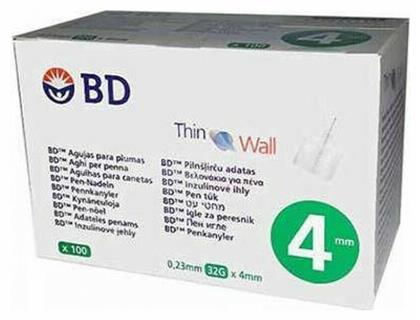 BD Thin Wall Βελόνες Ινσουλίνης 32G x 4mm 100τμχ