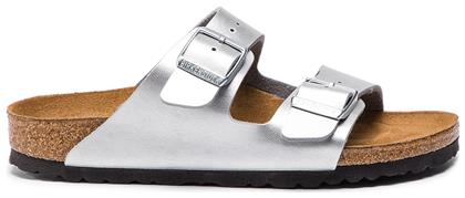 Birkenstock Arizona Birko Flor Γυναικεία Σανδάλια Ανατομικά σε Ασημί Χρώμα Narrow Fit