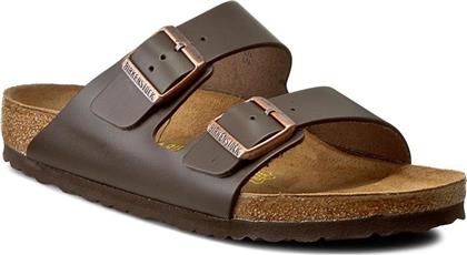 Birkenstock Arizona Natural Leather Δερμάτινα Ανδρικά Σανδάλια σε Καφέ Χρώμα Regular Fit