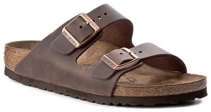 Birkenstock Arizona Oiled Leather Δερμάτινα Γυναικεία Σανδάλια Ανατομικά σε Καφέ Χρώμα Narrow Fit