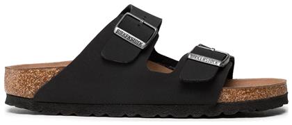 Birkenstock Arizona Vegan Birko-Flor Nubuck Γυναικεία Σανδάλια Ανατομικά σε Μαύρο Χρώμα