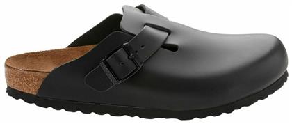 Birkenstock Boston Natural Leather Δερμάτινα Ανδρικά Σανδάλια σε Μαύρο Χρώμα Narrow Fit