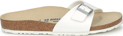 Birkenstock Madrid Birko-Flor Δερμάτινα Ανατομικά Σανδάλια σε Λευκό Χρώμα Narrow Fit