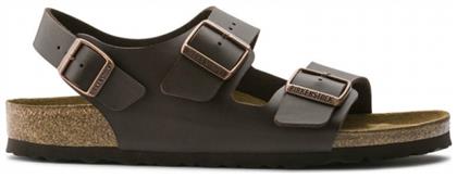 Birkenstock Milano Birko-Flor Δερμάτινα Ανδρικά Σανδάλια σε Καφέ Χρώμα Regular Fit