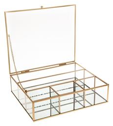 Μπιζουτιέρα Κουτί Γυάλινη Gold 27x22.5x7.5cm