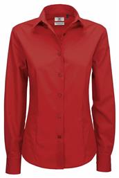 B&C SW.P63 Μακρυμάνικο Γυναικείο Πουκάμισο Κόκκινο Μονόχρωμο