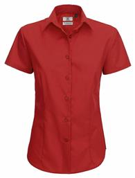B&C SW.P64 Κοντομάνικο Γυναικείο Πουκάμισο Deep Red Μονόχρωμο
