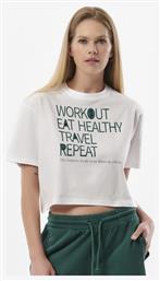 Body Action Γυναικείο Αθλητικό Crop T-shirt Λευκό