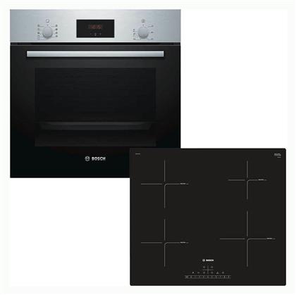 Bosch Άνω Πάγκου με Επαγωγικές Εστίες Inox HBF114ES0 + PUE611FB1E
