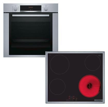 Bosch Άνω Πάγκου με Κεραμικές Εστίες Inox HBA334YS0 + PKE645BB2E