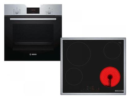 Bosch Άνω Πάγκου με Κεραμικές Εστίες Inox HBG5370S0 + PKE645FP2E