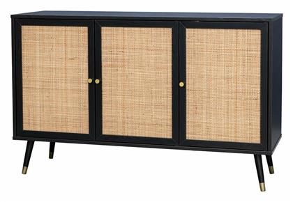 Μπουφές από Ξύλο Vienna Μαύρος / Natural Rattan 120x39x75.5cm