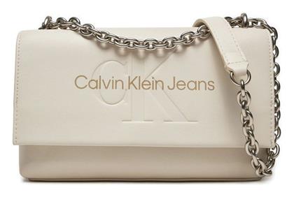 Calvin Klein Γυναικεία Τσάντα Ώμου Εκρού από το Epapoutsia