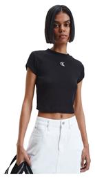 Calvin Klein Γυναικείο Crop Top Κοντομάνικο Καλοκαιρινό Μαύρο