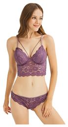 Cansoy Δαντελένιο Σετ Εσωρούχων Bralette με Brazil Vizon Angelic